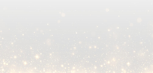 Soft glowing gold dust png with Christmas sparkles floats gently. Yellow light particles, sparks,...