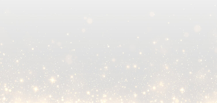 Soft glowing gold dust png with Christmas sparkles floats gently. Yellow light particles, sparks, highlights, and bokeh form a magical festive effect. Ideal for holiday cards and overlays.