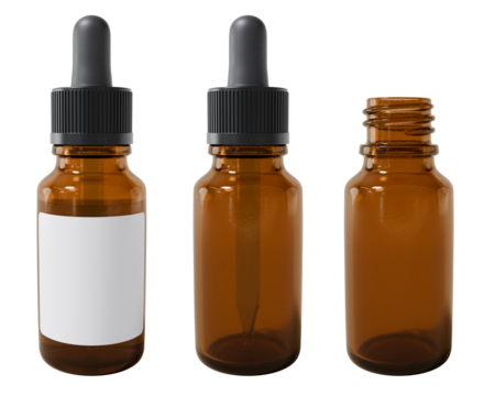 Dropper bottle, glass, product mockup, branding, medicinal skincare
