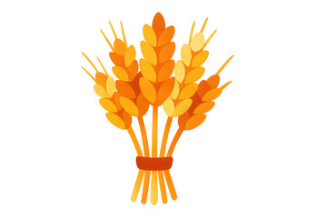 Naklejka premium Golden wheat ears tied into a bundle, representing harvest, agriculture, and abundance on a transparent background