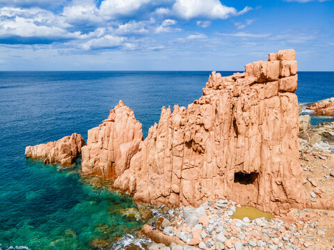 Arbatax red rocks in East coast of Sardinia island