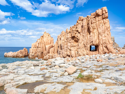 Arbatax red rocks in East coast of Sardinia island