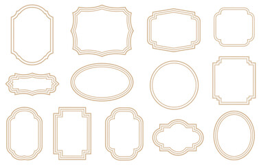 elegant vintage labels with ornate frames in cream, beige, and gold, classic tags with decorative borders for handmade branding, rustic packaging, and vector design projects.
