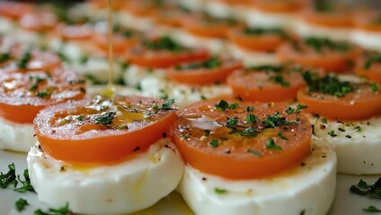 Delicious Caprese Salad Appetizers with Fresh Tomatoes and Mozzarella.