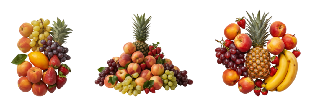 composition of different fruits isolated on transparent background