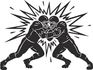 Fototapeta premium American football defender delivering a powerful shoulder tackle