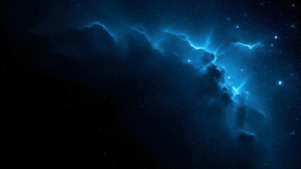 Fototapeta premium Celestial Overlay An ethereal blue cosmic expanse, a nebula illustration, in dark space