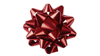 Shiny Red Christmas Gift Bow Decoration Transparent Background PNG Image