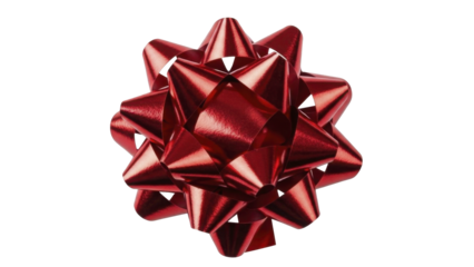 Shiny Red Christmas Gift Bow Decoration Transparent Background PNG Image