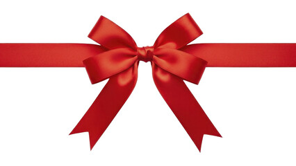  Red Satin Ribbon Bow on a Transparent Background PNG Image for Christmas