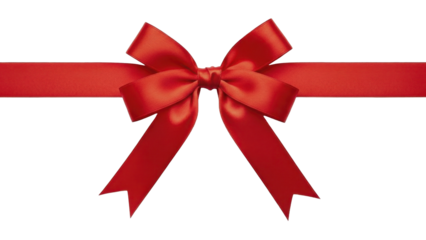  Red Satin Ribbon Bow on a Transparent Background PNG Image for Christmas