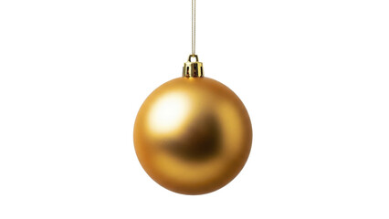Gold Christmas ornament hanging, isolated on transparent background PNG image.