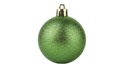 Green glitter Christmas bauble ornament PNG file on transparent background