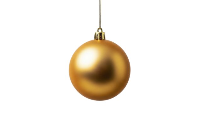 Gold Christmas ornament hanging, isolated on transparent background PNG image.