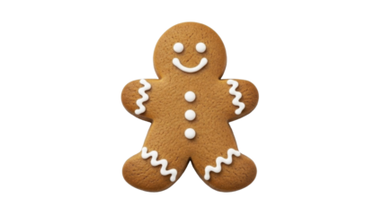 Happy Gingerbread Man Cookie on Transparent Background PNG Image