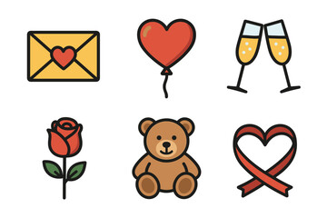 Emojis related to romance, love, and Valentine's Day