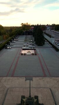 vertical Aerial view of the Memorial of Glory in Tiraspol Transnistria
