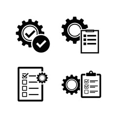 Gear and Checklist Icons Representing Process Management and Task Completion.