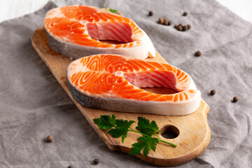 Raw Organic Salmon Steak Ready to Cook