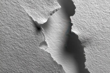 Torn white paper revealing texture and depth creating an opening for design or text, macro detail for use in layouts