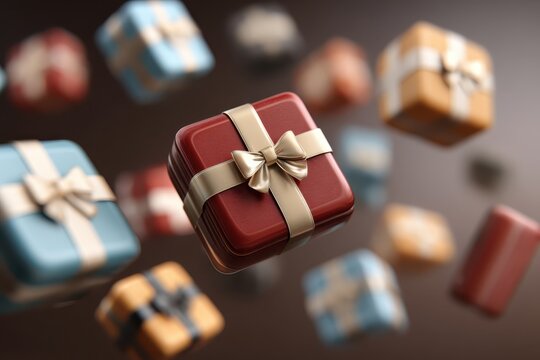 Red credit cards floating in a crimson space against a red background showcasing financial abundance and transactions