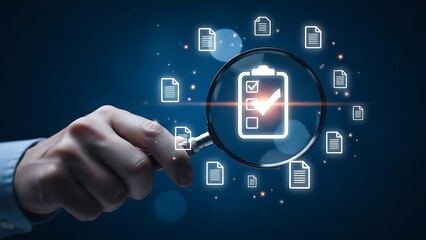 Naklejka premium Efficiently checking business documents for standards, rules, and regulation compliance