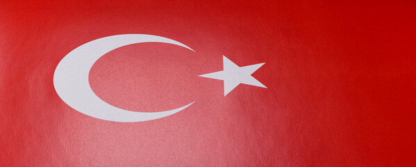 Turkish national flag in red and white color as a symbol of independence. Flag of Turkey