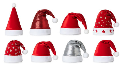 Assorted Santa Hat Designs in Red and Silver