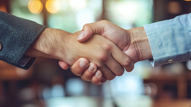 Business handshake between two men in formal attire Image