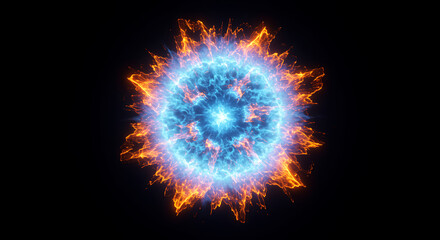 Abstract energy explosion on dark background with vibrant colors design