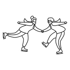 Winter people ice skate stroke