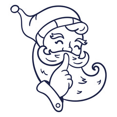 Finger shush vintage santa head stroke