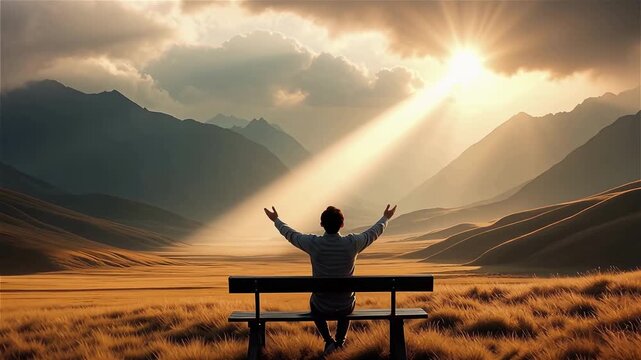 The man turns to the heavens