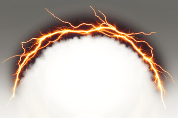 Arc of bright orange lightning bolts forming a curved portal