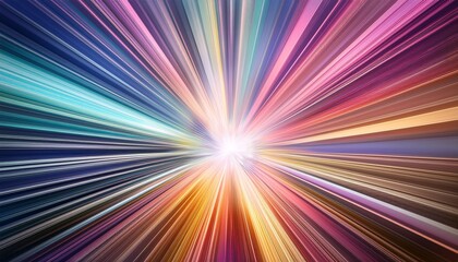 radiant multicolored light rays burst outward filled with shimmering sparkles and pastel hues