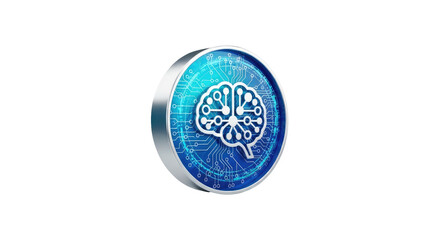 Digital brain icon representing artificial intelligence and machine learning technology