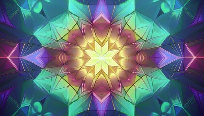 geometric kaleidoscope design with overlapping translucent shapes rendering