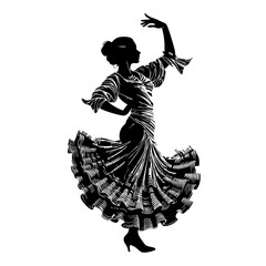 Black and white silhouette of ballerina and dancing vector illustration isolated on white background © wonderland