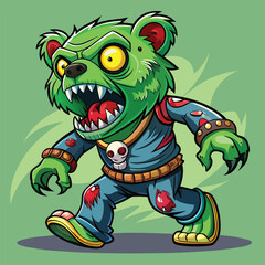 Obraz premium Fierce green zombie teddy bear with knife