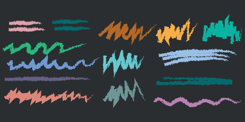 Underline Vector Set Hand-Drawn Brush Strokes and Vintage Dividers. Calligraphic Underline and Border Vector. Black Brushstroke Underlines and Swirl Dividers. Eps 10. Black marker and brush stroke set