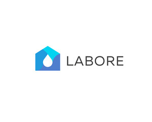 Abstract drop house logo design template. Colorful water home  icon.