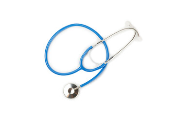 Stethoscope isolated on white background. Medical instrument. Medical concept. Healthcare. Health Day.Doctor equipment. Cardiology. Heart disease.Lung diagnostics.Diagnosis of respiratory inflammation
