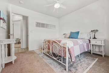 Peaceful Bedroom Environment Highlighted By Harmonious Design Elements And Inviting Textiles