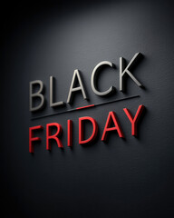 Minimalist Black Friday card with thin modern lettering and subtle red accents