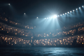 Elegant navy graduation card with glowing silver script and soft auditorium lights