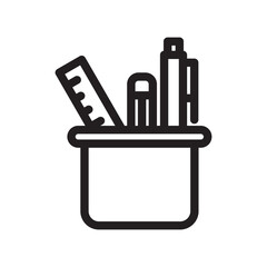 Desk Organizer Icon Stationery Collection in a Cup Pens Pencil and Ruler for Writing Drawing School Supplies Office