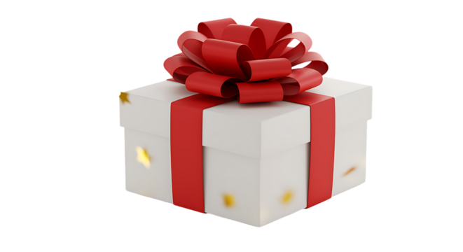 Elegant white gift box with vibrant red ribbon and confetti - Powered by Adobe