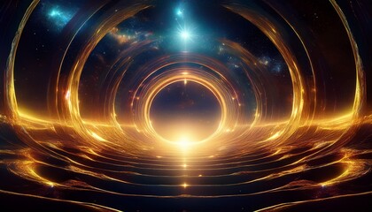 cosmic void with glowing golden mystical highlights