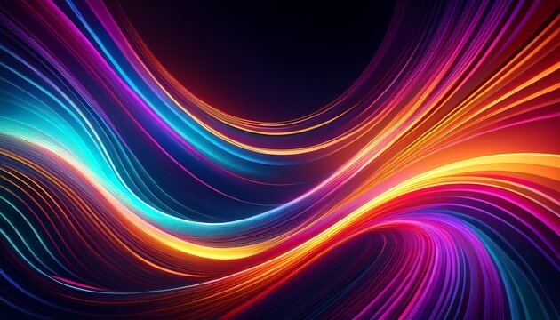 abstract curved lines of glowing vibrant colors