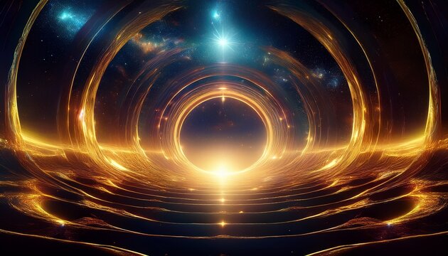 cosmic void with glowing golden mystical highlights
